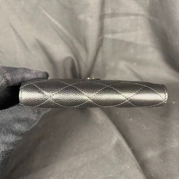 Chanel Classic Quilted Caviar Leather Passport Holder — Black with Gold CC - Picture 14 of 15